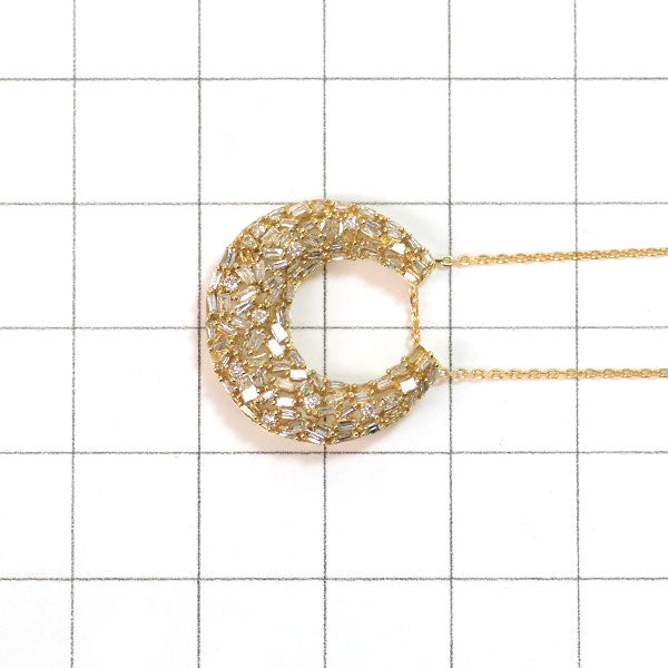 K18YG ダイヤモンド ペンダントネックレス 0.50ct 馬蹄 三日月