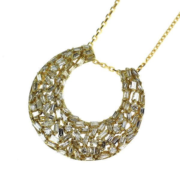 K18YG ダイヤモンド ペンダントネックレス 0.50ct 馬蹄 三日月