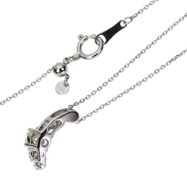 Pt900/ Pt850 ダイヤモンド ペンダントネックレス 0.35ct 三日月