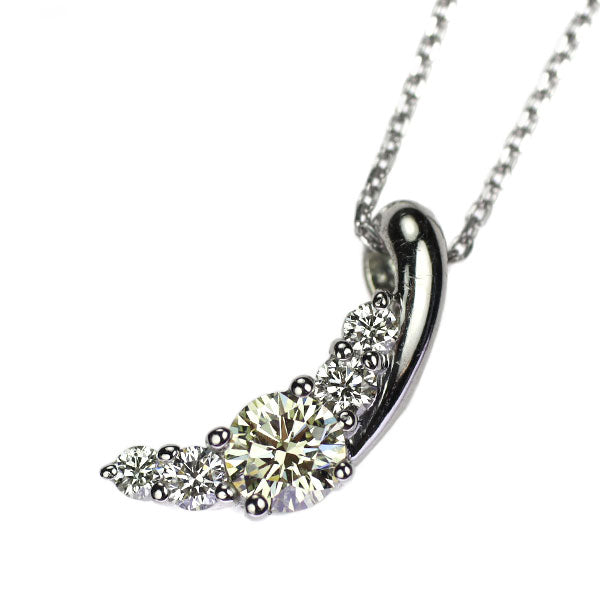 Pt900/ Pt850 ダイヤモンド ペンダントネックレス 0.35ct 三日月