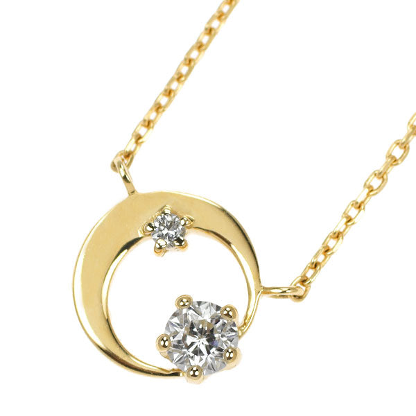 wish upon a star K18YG ダイヤモンド  ペンダントネックレス 0.112ct D0.01ct  月