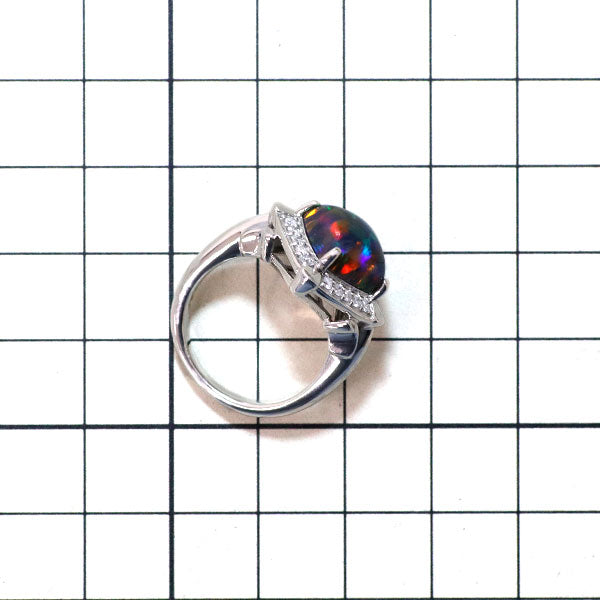 クレサンベール Pt950 再結晶ブラックオパール ダイヤモンド リング 2.50ct D0.24ct