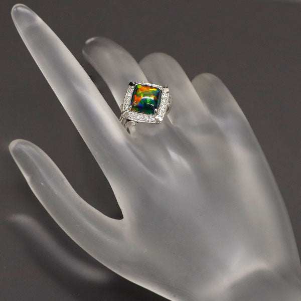 クレサンベール Pt950 再結晶ブラックオパール ダイヤモンド リング 2.50ct D0.24ct