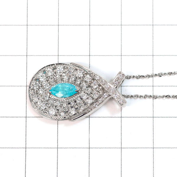Pt ブラジル産 パライバトルマリン ダイヤモンド ペンダントネックレス 0.77ct D1.00ct