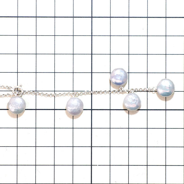 K18WG 淡水 ボタン形状 真珠/パール ネックレス 2WAY Yデザイン ステーション 径約 9.8mm