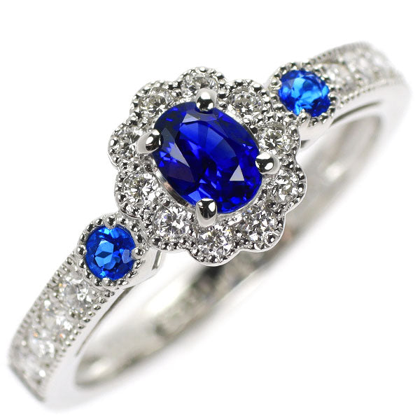 Pt900 サファイア アウイナイト ダイヤモンド リング 0.40ct H0.08ct D0.28ct