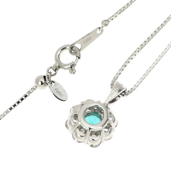 Pt ブラジル産 パライバトルマリン ダイヤモンド ペンダントネックレス 0.39ct D0.67ct