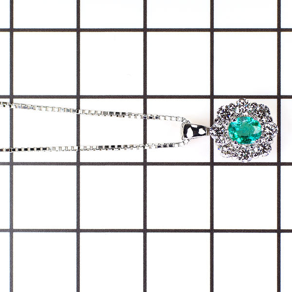 Pt ブラジル産 パライバトルマリン ダイヤモンド ペンダントネックレス 0.39ct D0.67ct