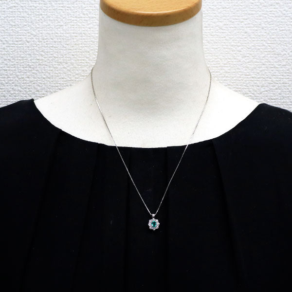 Pt ブラジル産 パライバトルマリン ダイヤモンド ペンダントネックレス 0.39ct D0.67ct