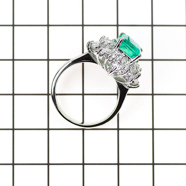 Pt900 エメラルド ダイヤモンド リング 2.42ct D1.74ct