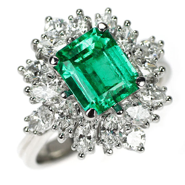 Pt900 エメラルド ダイヤモンド リング 2.42ct D1.74ct