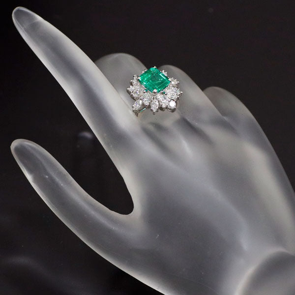 Pt900 エメラルド ダイヤモンド リング 2.42ct D1.74ct