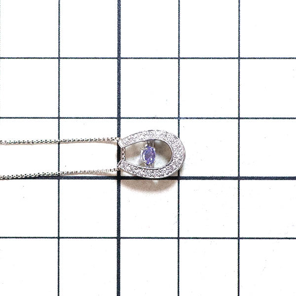 Pt900/ Pt850 タンザナイト ダイヤモンド ペンダントネックレス 0.11ct D0.08ct 馬蹄