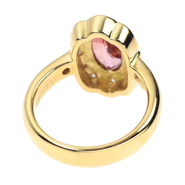 K18YG ピンクインペリアル トパーズ ダイヤモンド リング 1.96ct D0.25ct