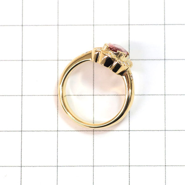 K18YG ピンクインペリアル トパーズ ダイヤモンド リング 1.96ct D0.25ct
