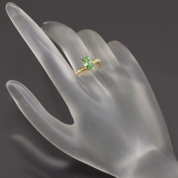 GSTV K18YG ミントグリーン ガーネット ダイヤモンド リング 1.00ct D0.12ct 強蛍光