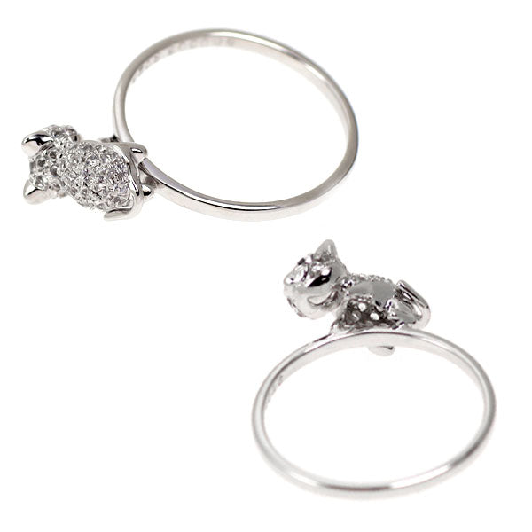 K14WG ホワイトサファイア ブラックダイヤモンド リング 0.26ct BD0.006ct 猫