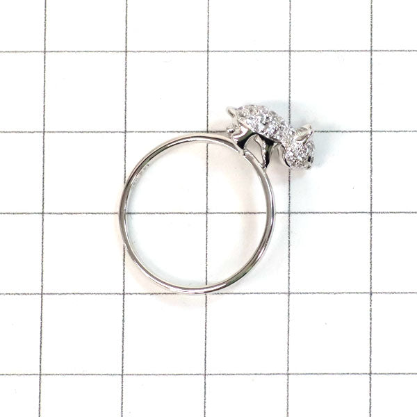 K14WG ホワイトサファイア ブラックダイヤモンド リング 0.26ct BD0.006ct 猫