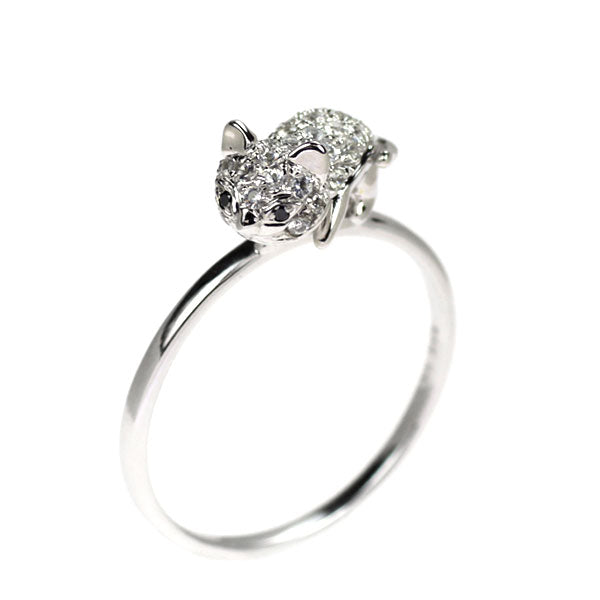 K14WG ホワイトサファイア ブラックダイヤモンド リング 0.26ct BD0.006ct 猫