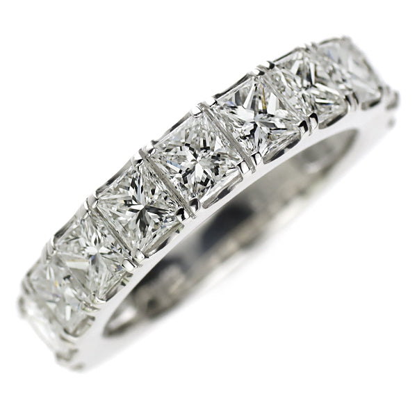 新品 Pt950 プリンセスカット ダイヤモンド リング 3.001ct D-G SI1-2 ハーフエタニティ — セルビーオンラインストア