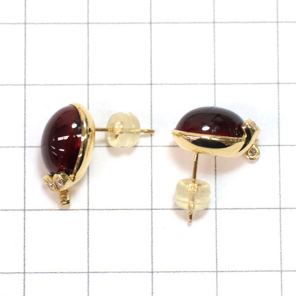 碌山 K18YG ガーネット ダイヤモンド ピアス 7.00ct D0.06ct