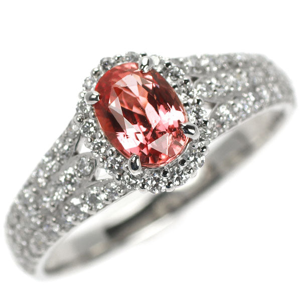 Pt900 パパラチアサファイア ダイヤモンド リング 1.11ct D0.64ct