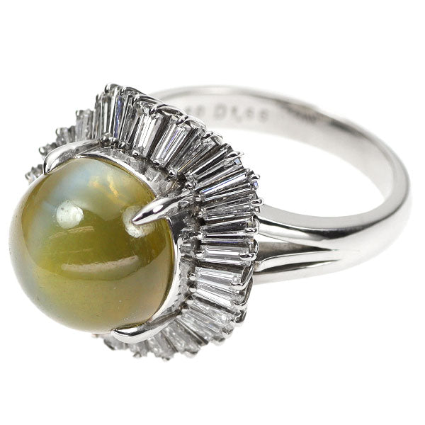 Pt900 クリソベリルキャッツアイ ダイヤモンド リング 12.60ct D1.66ct