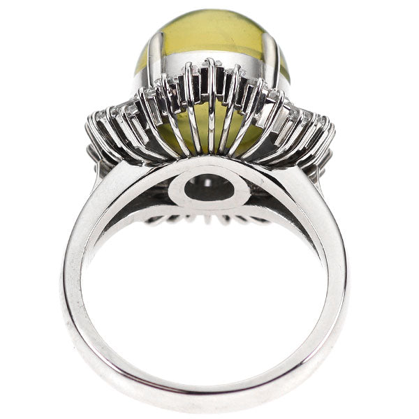 Pt900 クリソベリルキャッツアイ ダイヤモンド リング 12.60ct D1.66ct
