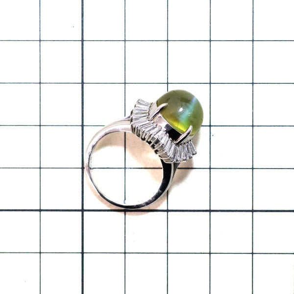 Pt900 クリソベリルキャッツアイ ダイヤモンド リング 12.60ct D1.66ct
