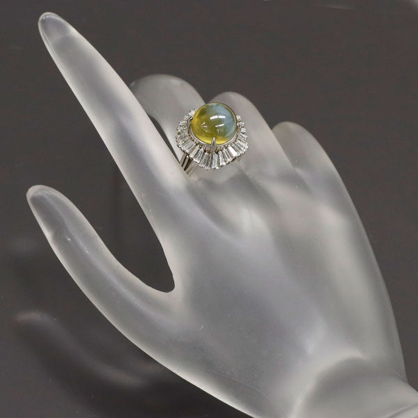 Pt900 クリソベリルキャッツアイ ダイヤモンド リング 12.60ct D1.66ct