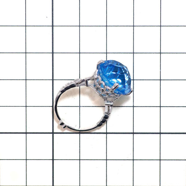 ジュステラ K18WG ブルートパーズ ダイヤモンド リング D0.03ct