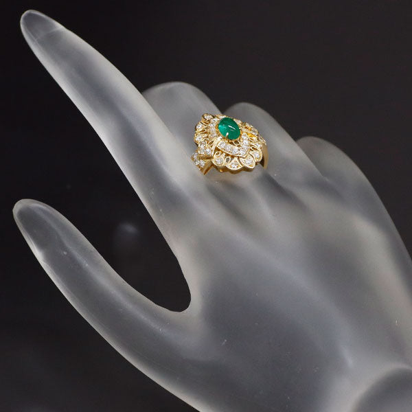 K18YG エメラルド ダイヤモンド リング 0.59ct D0.60ct