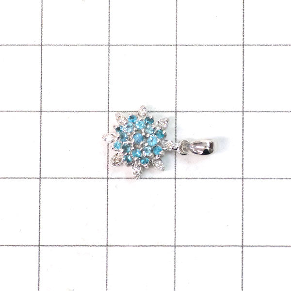希少 K18WG パライバトルマリン ダイヤモンド ペンダントトップ 0.15ct D0.05ct フラワー