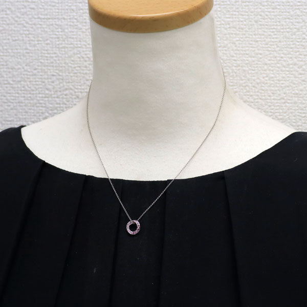 スタージュエリー K18WG ピンクサファイア ダイヤモンド ペンダントネックレス フォーエバーループ