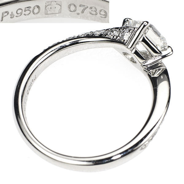 ロイヤルアッシャー Pt950 ロイヤルアッシャーカット ダイヤモンド リング 0.739ct H VS1 D0.24ct シグニチャーカットコレクション