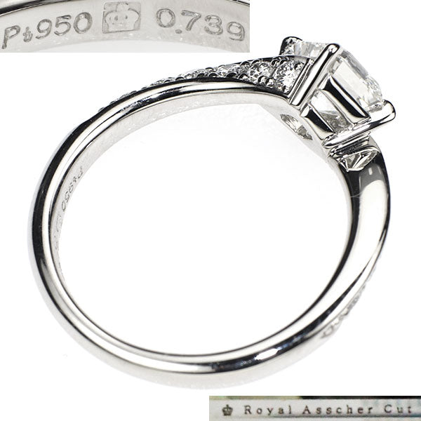 ロイヤルアッシャー Pt950 ロイヤルアッシャーカット ダイヤモンド リング 0.739ct H VS1 D0.24ct シグニチャーカットコレクション