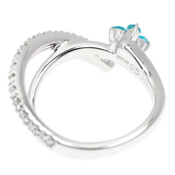K18WG パライバトルマリン ダイヤモンド リング 0.11ct 0.23ct フラワー