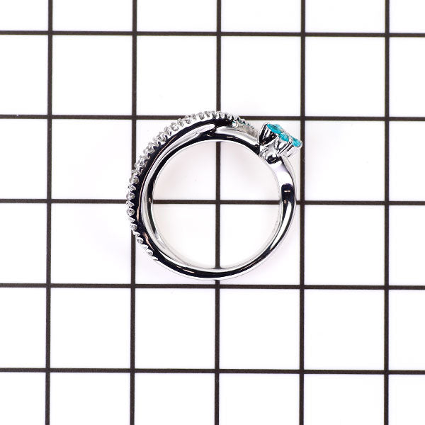 K18WG パライバトルマリン ダイヤモンド リング 0.11ct 0.23ct フラワー