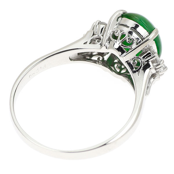 Pt900 翡翠 ダイヤモンド リング 3.52ct D0.24ct