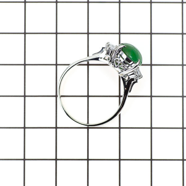 Pt900 翡翠 ダイヤモンド リング 3.52ct D0.24ct