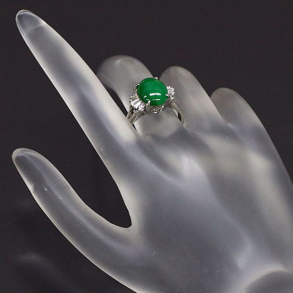Pt900 翡翠 ダイヤモンド リング 3.52ct D0.24ct