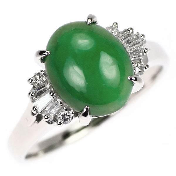 Pt900 翡翠 ダイヤモンド リング 3.52ct D0.24ct