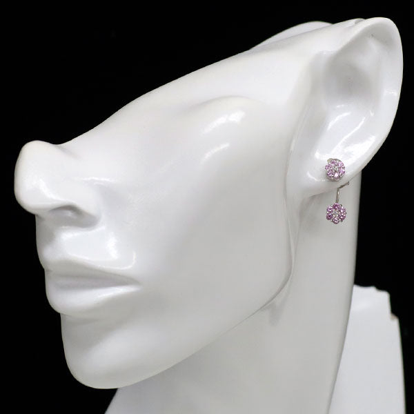 スタージュエリー K18WG ピンク サファイア ダイヤモンド ピアス D0.10ct フラワー