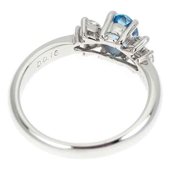 Pt900 サンタマリア アクアマリン ダイヤモンド リング 0.56ct D0.16ct