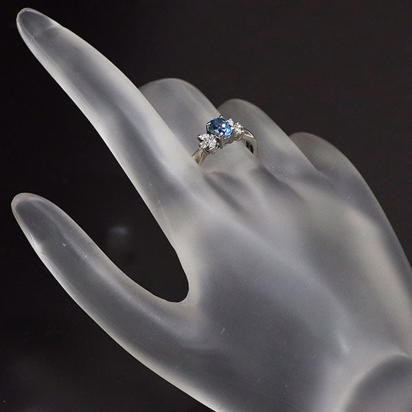 Pt900 サンタマリア アクアマリン ダイヤモンド リング 0.56ct D0.16ct