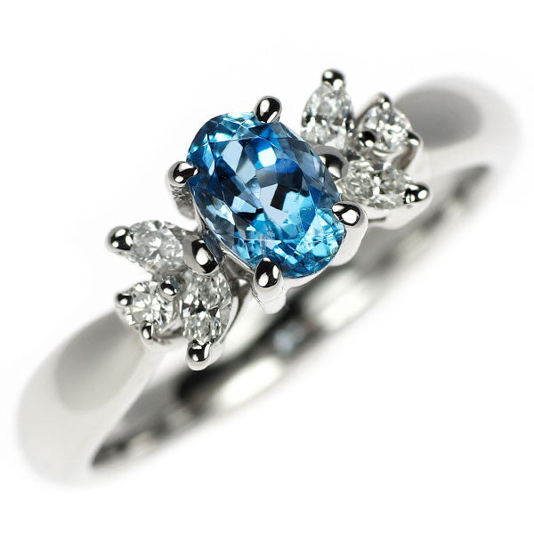 Pt900 サンタマリア アクアマリン ダイヤモンド リング 0.56ct D0.16ct