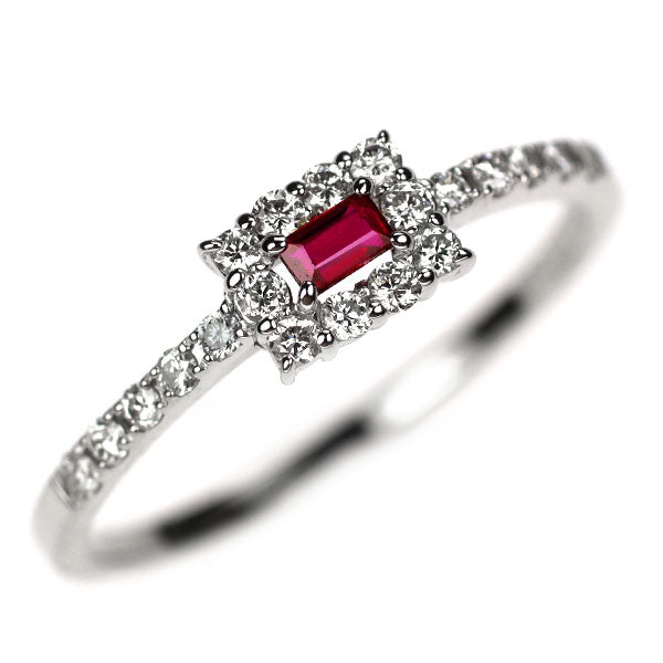 Pt950 ルビー ダイヤモンド リング 0.08ct D0.22ct
