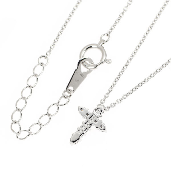 田崎真珠 K18WG ダイヤモンド ペンダントネックレス 0.10ct クロス