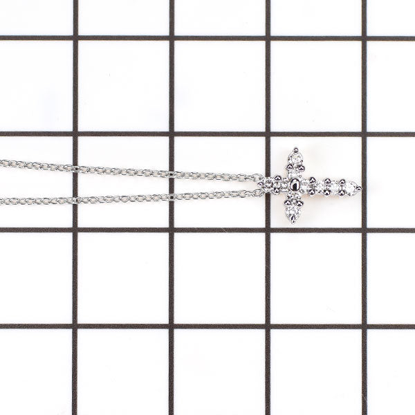 田崎真珠 K18WG ダイヤモンド ペンダントネックレス 0.10ct クロス