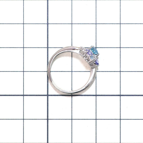 Pt900 アクアマリン タンザナイト ダイヤモンド リング 0.41ct TZ0.27ct D0.11ct AQ0.03ct
